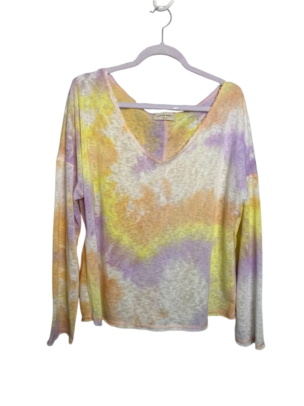 Saints & Hearts Large pastel tie dye lightweight knit pullover sweater Large